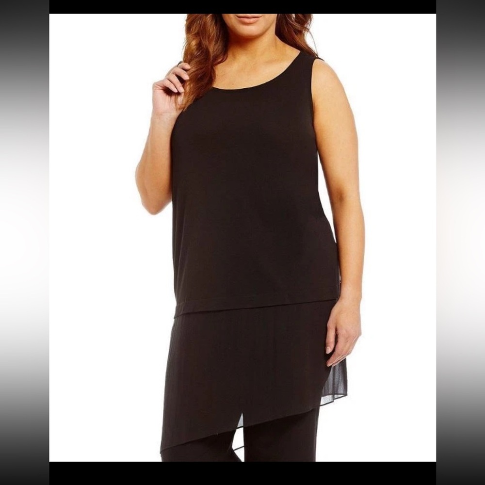 Eileen Fisher Black Stretch Silk Jersey Asymmetrical Tunic 1X $258 - Picture 3 of 9